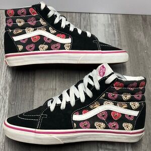 Vans Sk8-Hi Heart Donut Print Black Suede High Top Sneakers US Juniors 6.5